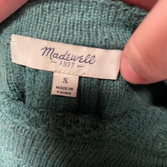 Madewell back zip sweater knit pine green size small seen on screen - Picture 6 of 8